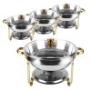 4Pcs Chafing Dish Buffet Set 4.76QT Round Buffet Servers Food Warmer Stainless Steel Catering Chafer With Glass Lid For Warming Cooling Gatherings Ban
