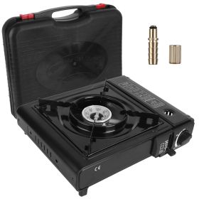 1Pc 3300W Portable Camping Stove Butane Canister Dual Fuel Burner Piezo Electric Ignition Single Burner With Automatic Tank Ejection Overpressure Cut