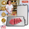 2Pcs Double Sided Cutting Board Stainless Steel PP Chopping Board Lightweight Kitchen Cutting Board Mesh Design With Grinding Zone Knife Sharpener Han