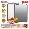 2Pcs Double Sided Cutting Board Stainless Steel PP Chopping Board Lightweight Kitchen Cutting Board Mesh Design With Grinding Zone Knife Sharpener Han