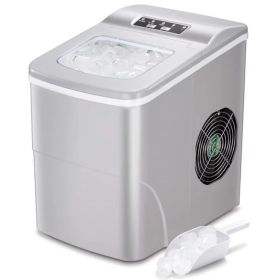 Countertop Ice Maker Machine;  Portable Ice Makers Countertop;  Make 26 lbs Ice in 24 Hrs;  Ice Cube Rready in 6-8 Mins with Ice Scoop&Basket;  G (Color: Gray)