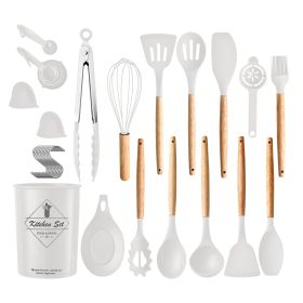 35Pcs Kitchen Cooking Utensils Set Spatula Set Baking Utensil Set Kitchen Accessories Necessities With Holder Egg Whisk Separator Tong Turner Spoons C (Option: White)